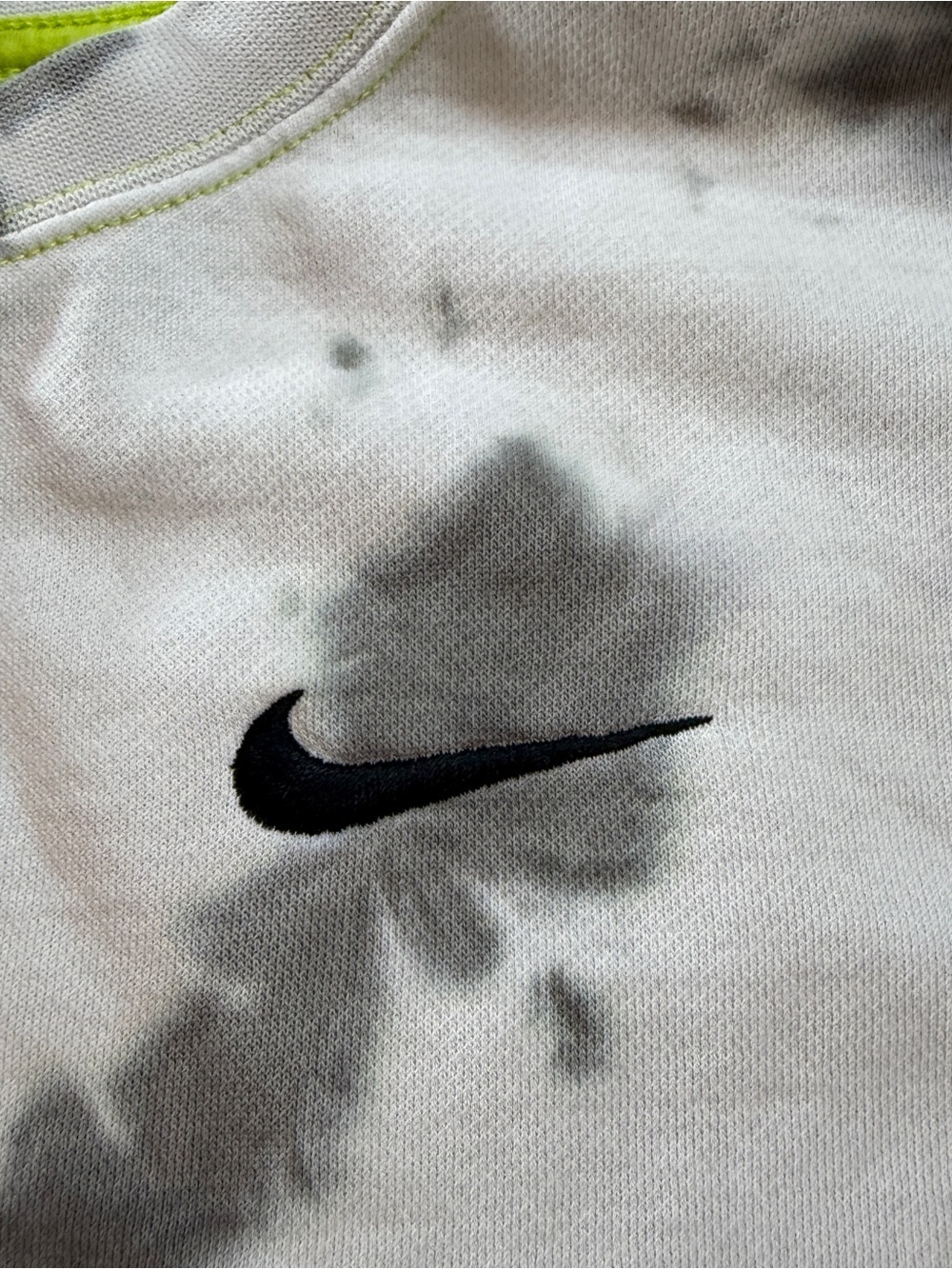 Nike Grey Tie-Dye Cropped Sweatshirt with Neon Trim Sz S - Picture 3 of 6